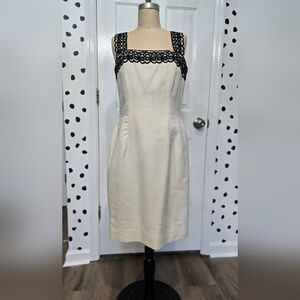 Victor Costa Strapless Dress with Black Accents